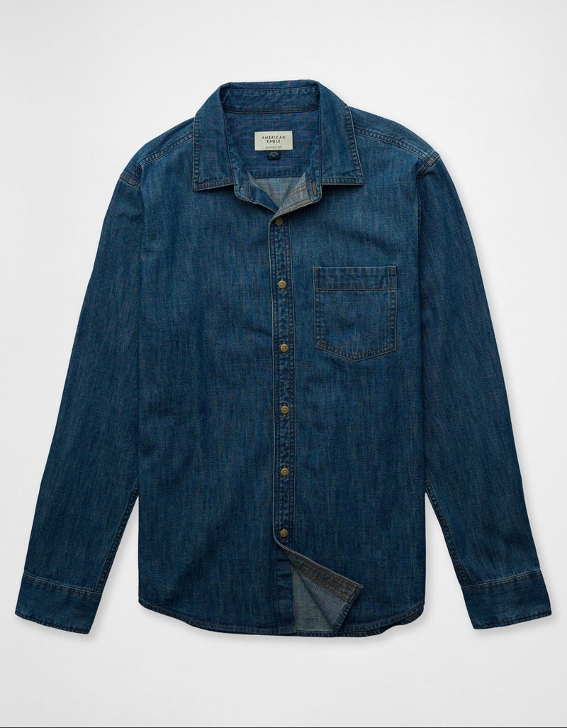 American Eagle AE Everyday Denim Button-Up Shirt - Image 1